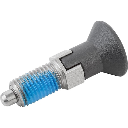 Kipp Indexing Plunger Size:4 D1=M20X1, 5, D=10, Form:Cp W Locking Slot Wout Locknut, Stainless Hardened,  K1096.093410